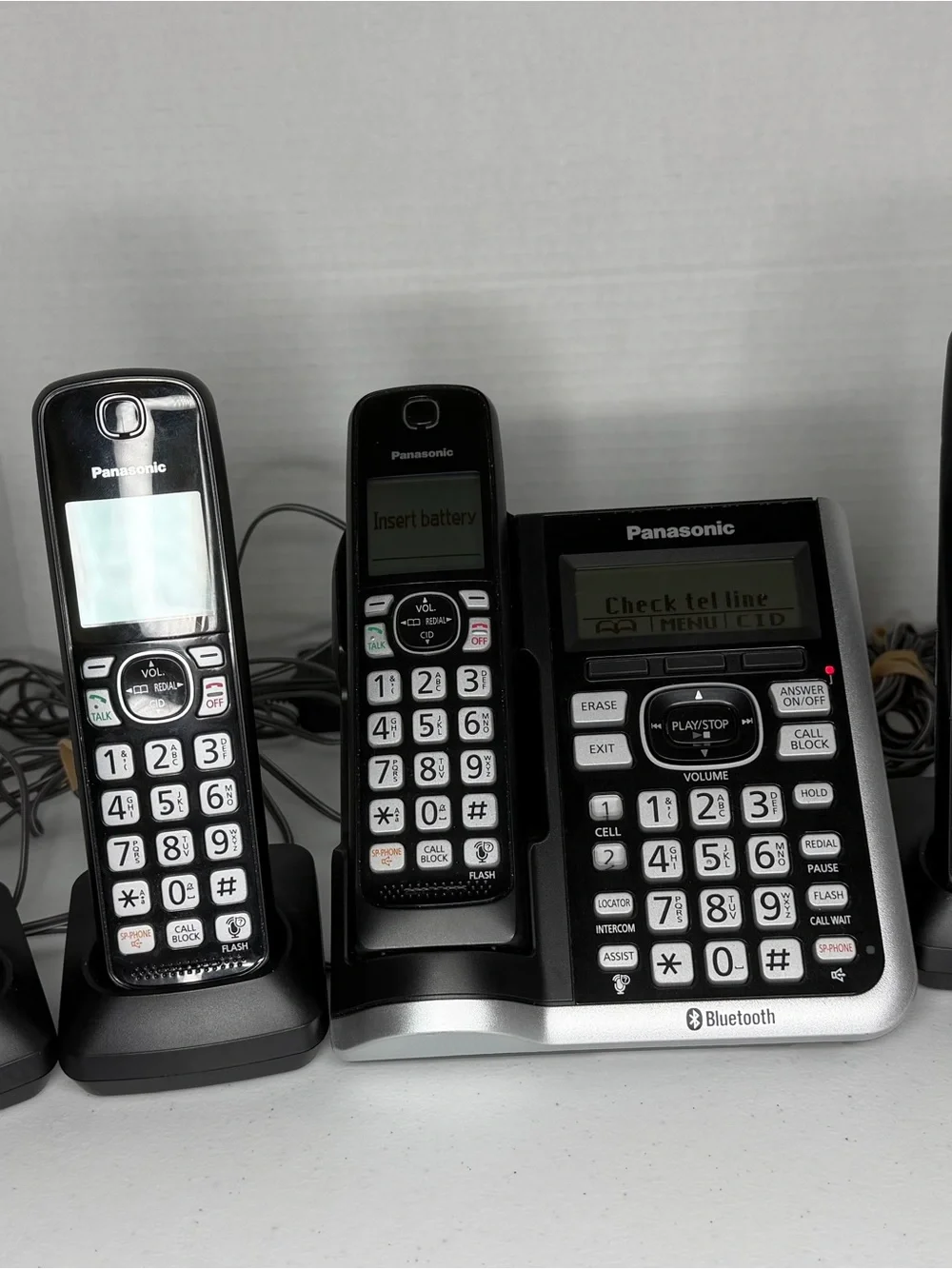 Panasonic Black Cordless Handsets with Orange Backlit Keypads